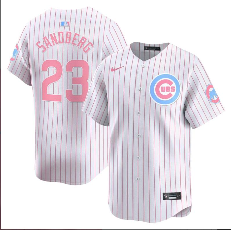 Men Chicago Cubs #23 Sandberg white with red strips 2024 Nike MLB jersey->indianapolis colts->NFL Jersey
